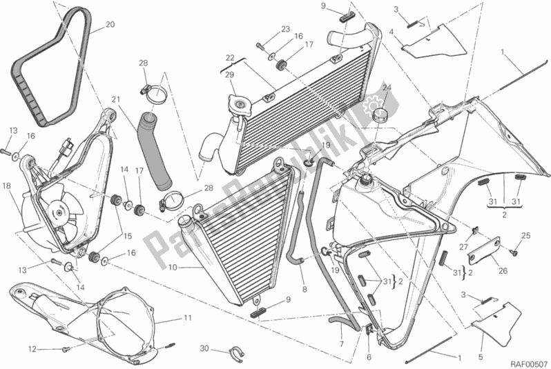 Alle onderdelen voor de Waterkoeler van de Ducati Superbike 959 Panigale ABS 2017